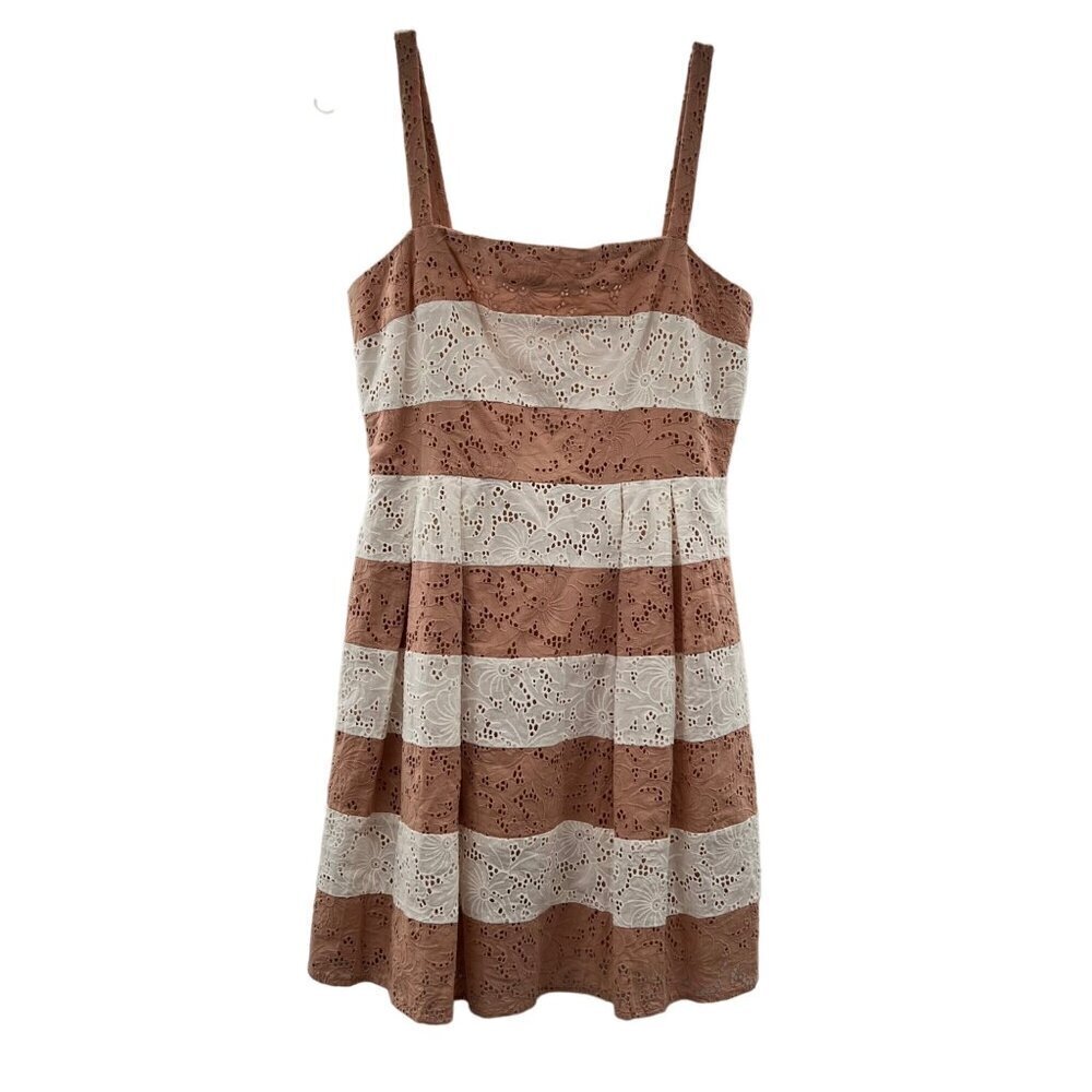 Ann Taylor Loft Sleeveless Striped A-Line Lace Dress Above Knee Zip Size 6